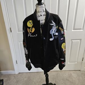 Philipp Plein Black Bomber Jacket with Cartoon Patches